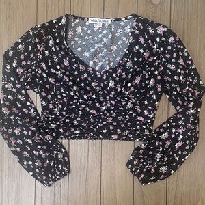 Wallflower Black and Pink Floral Blouse